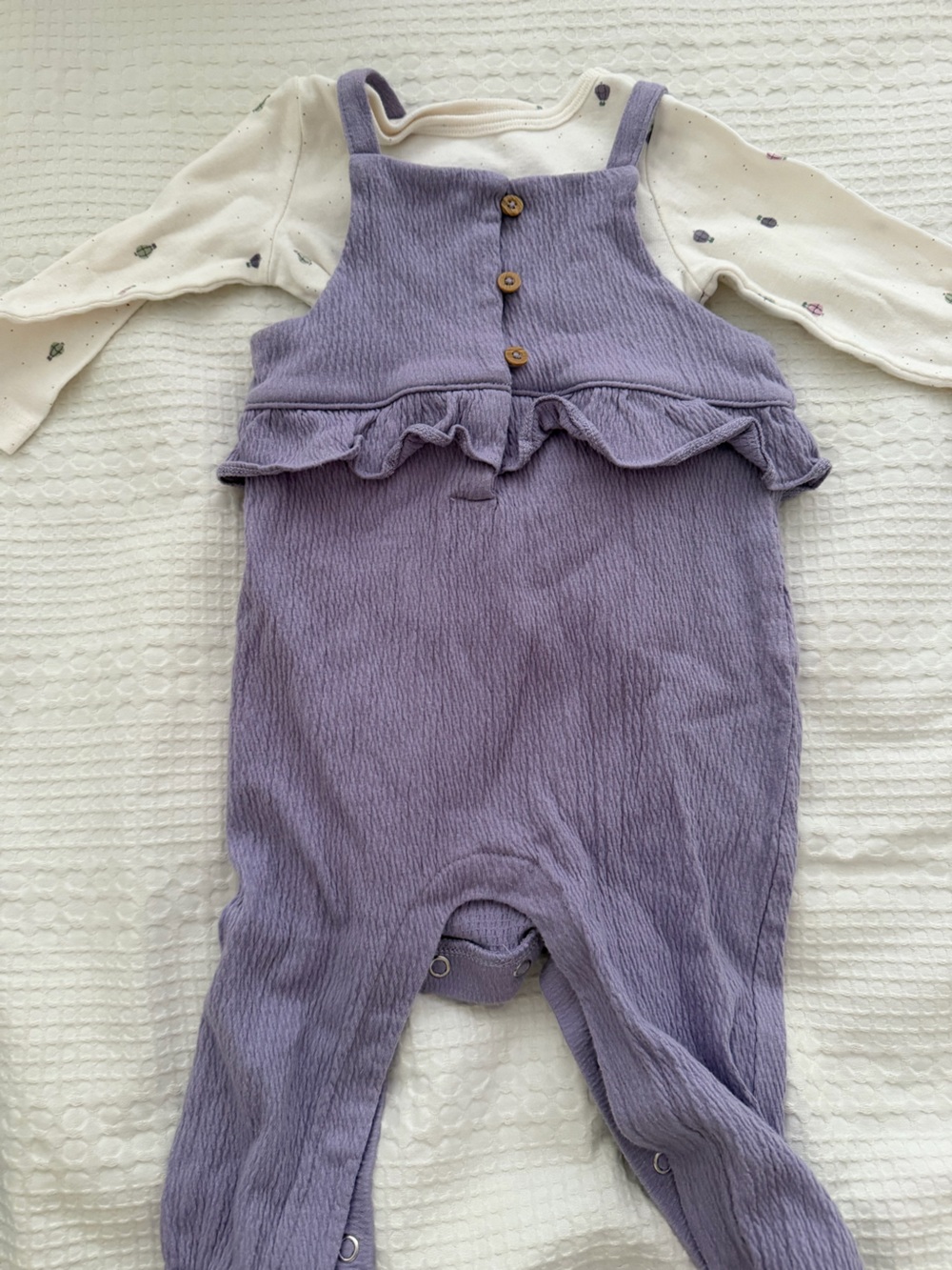 Carter's Purple Knit Overalls with White Long-Sleeve Top
